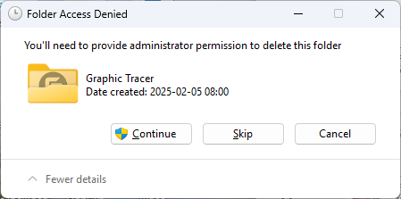 Manual uninstall dialog